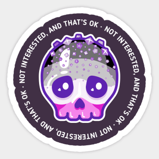 Not interested - asexual pride skull Sticker